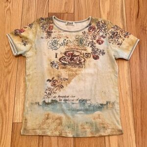 Jamee J. Graphic Rhinestone Top Large Y2K Art Nouveau Antique Style